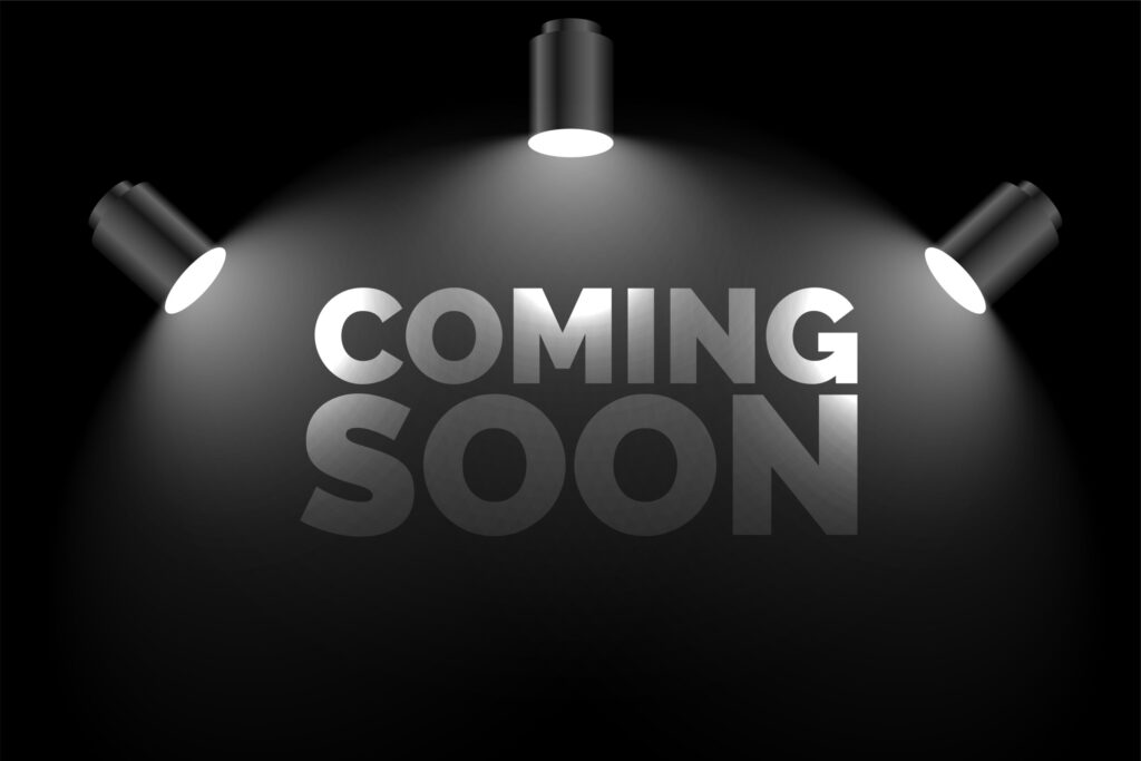 coming soon background with three focus lights